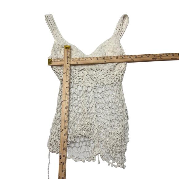 White Knitted HandMade Crotchet Lace Top Size Small - Picture 3 of 4